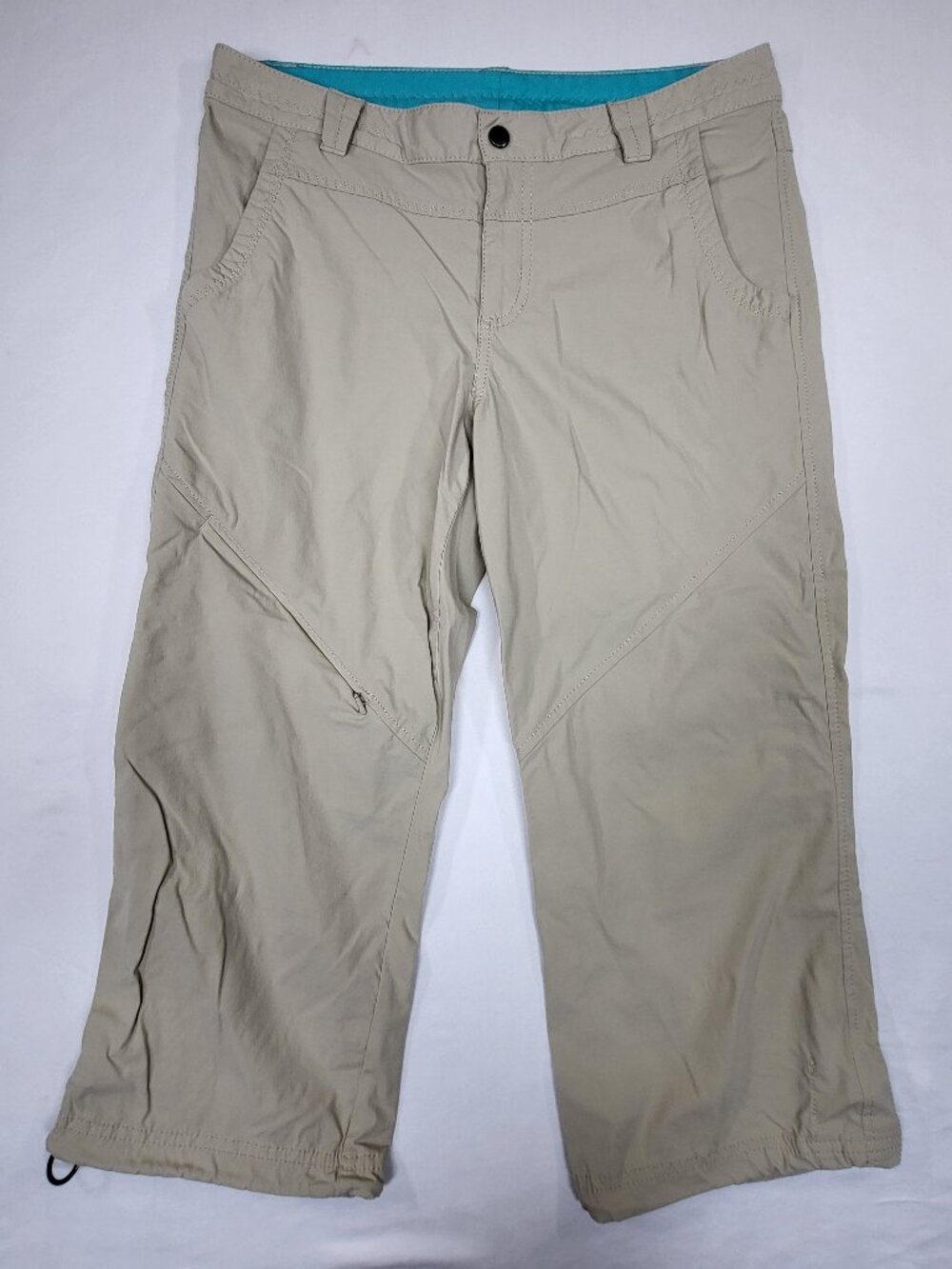 Eddie Bauer Travex Womens Size 6 Tan Beige Nylon Spandex Hiking Capri Pants